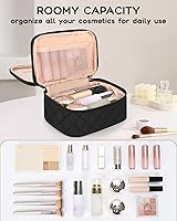 Vista 7 de Bolsa de maquillaje portátil para mujeres para viajar, 01-Negro