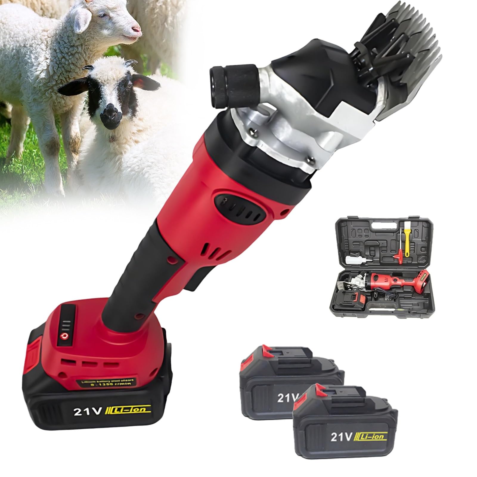 Tosatrice for Pecore a Batteria, Tosatrice for Cavalli, 21v 1350 Rpm 2 Velocità, for Pecore, Capre, Alpagas e Bovini