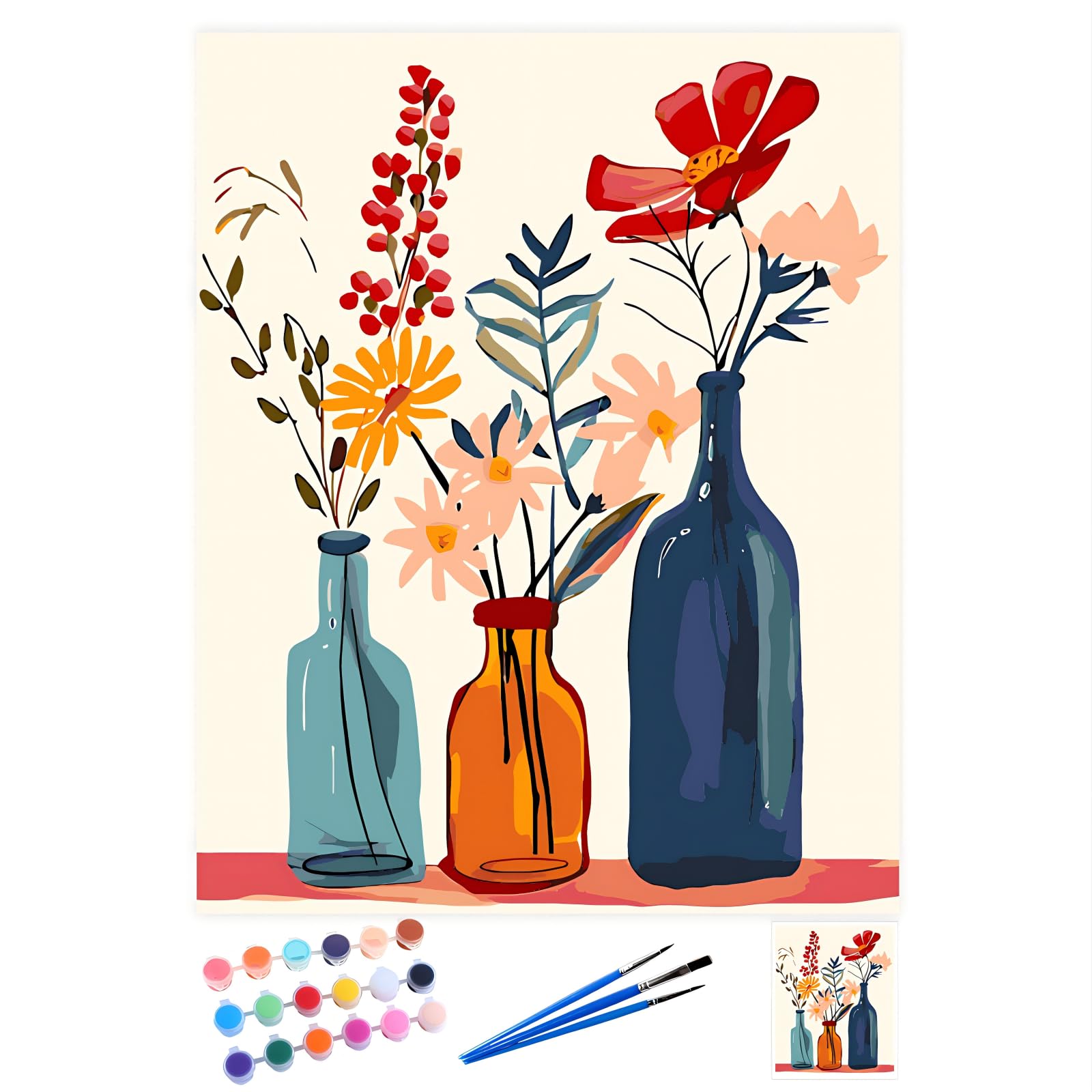 QIUQI Pintar por Numeros Adultos, Cuadros para Pintar por Numeros, DIY Flores Pintar con Numeros Adultos, Paint by Numbers con Pinceles y Pinturas 40 * 50 cm (Sin Marco)