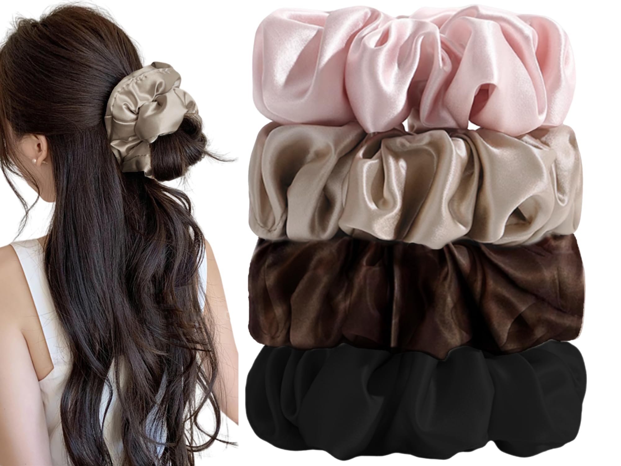 Madewell Elegant Oversized Large Velvet Cream Silk Hair Scrunchie Maxi Flower main image 4