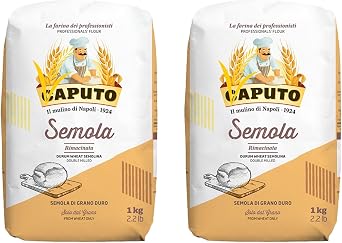 Semola di Grano Duro Rimacinata 2.2 lbs 1 kg x 2 Bags for Pizza, Flour, Pizza Dough, Pizza Pizza, Large Capacity, Commercial Use, Confectionery, Bread, Made in Italy