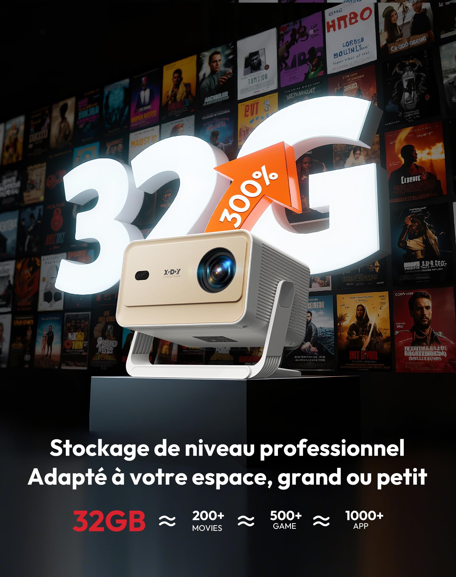 Xgody N6 Pro Vidéoprojecteur Compatible avec Netflix – 1080P Natif (Compatible 4K), 700 ANSI, Autofocus, Correction Trapézoïdale Auto, Commande Vocale, WiFi 6, Bluetooth, Cinéma Extérieur, Home Cinéma