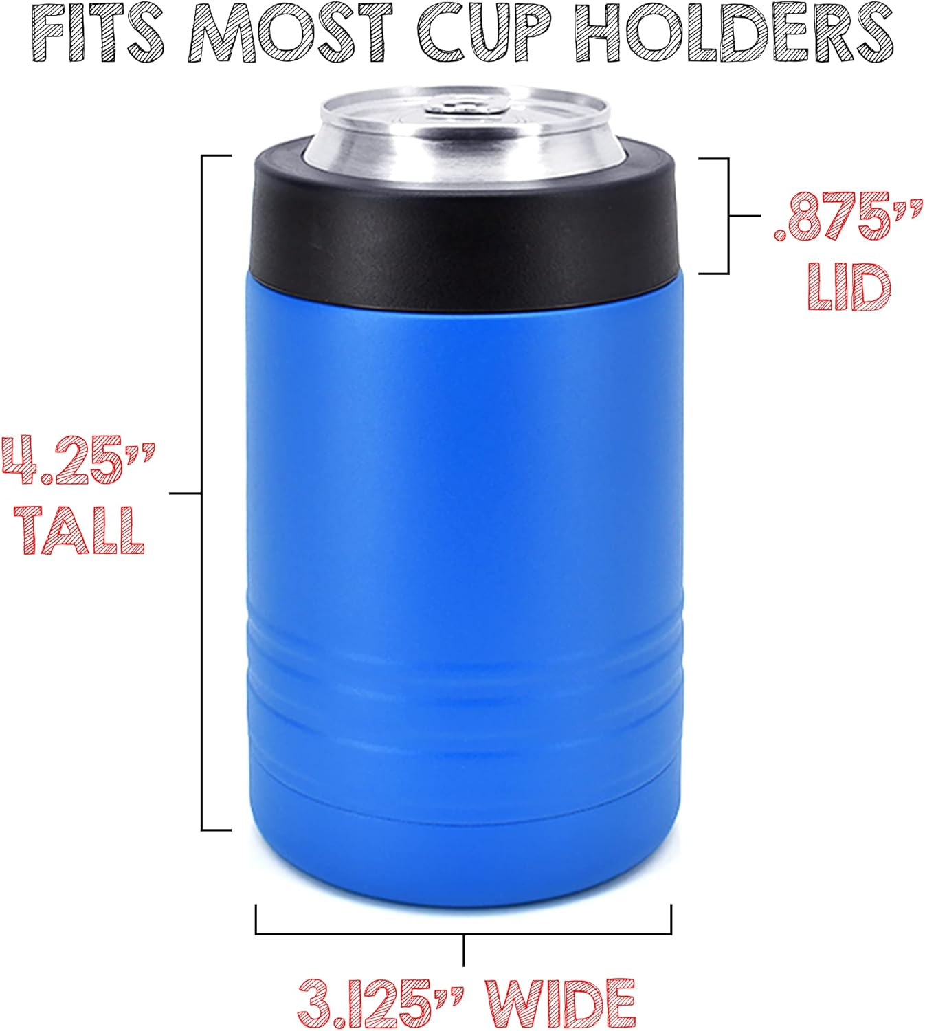 Clear Water Home Goods - (Bulk Pack of 24) 12 oz Stainless Steel Double Wall Vacuum Insulated Can or Bottle Cooler Keeps Beverage Cold for Hours - Powder Coated Royal Blue