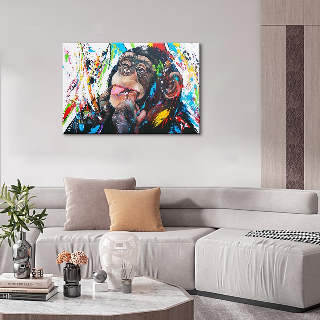 Amazon.co.jp: チンパンジー アートパネル レトロ 壁掛け 絵画 寝室の