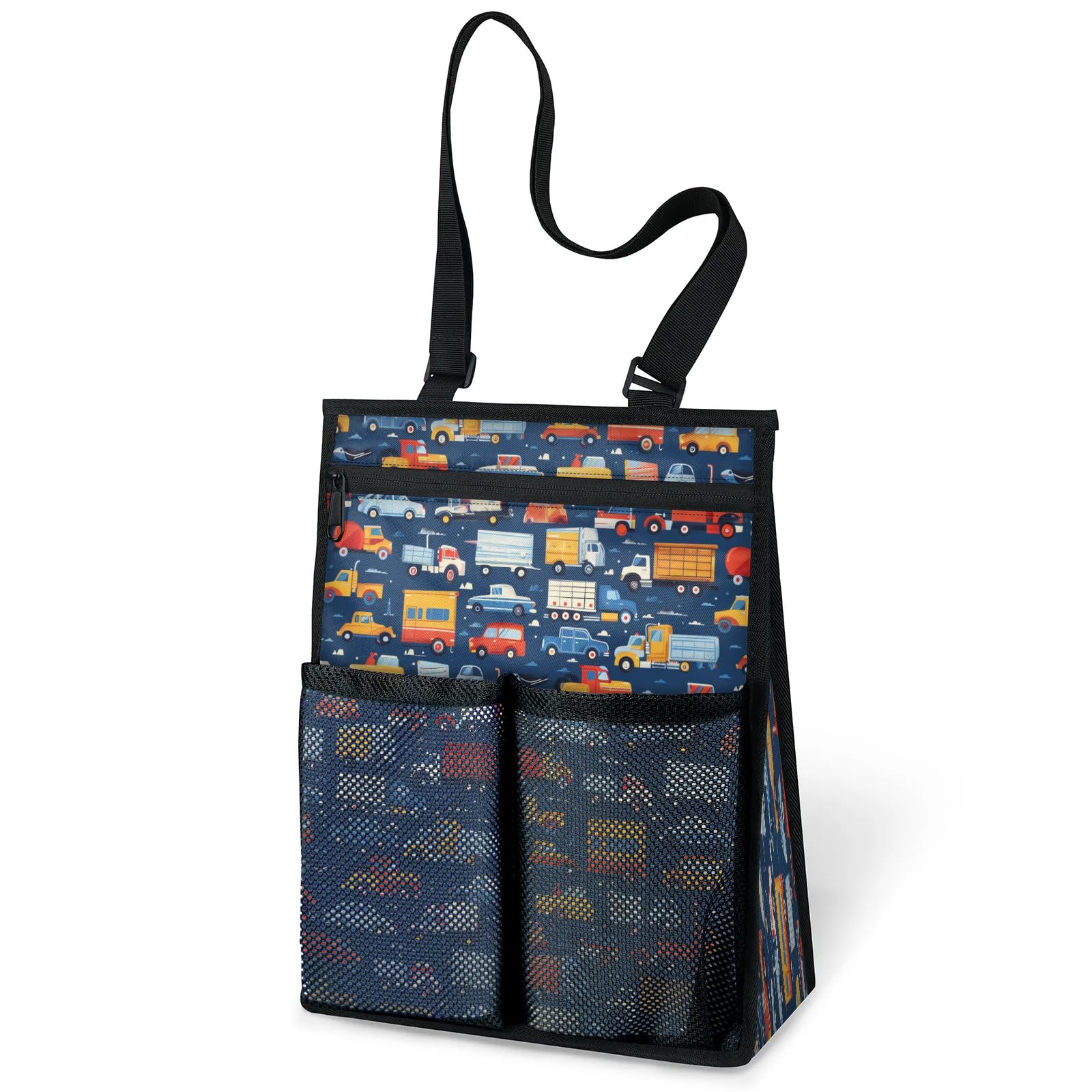 Ourtheme Car Cartoon Portable Shower Bag for Travel Gym Camp Beach Tote Shower Caddy Bags Hanging Toiletry Organizer