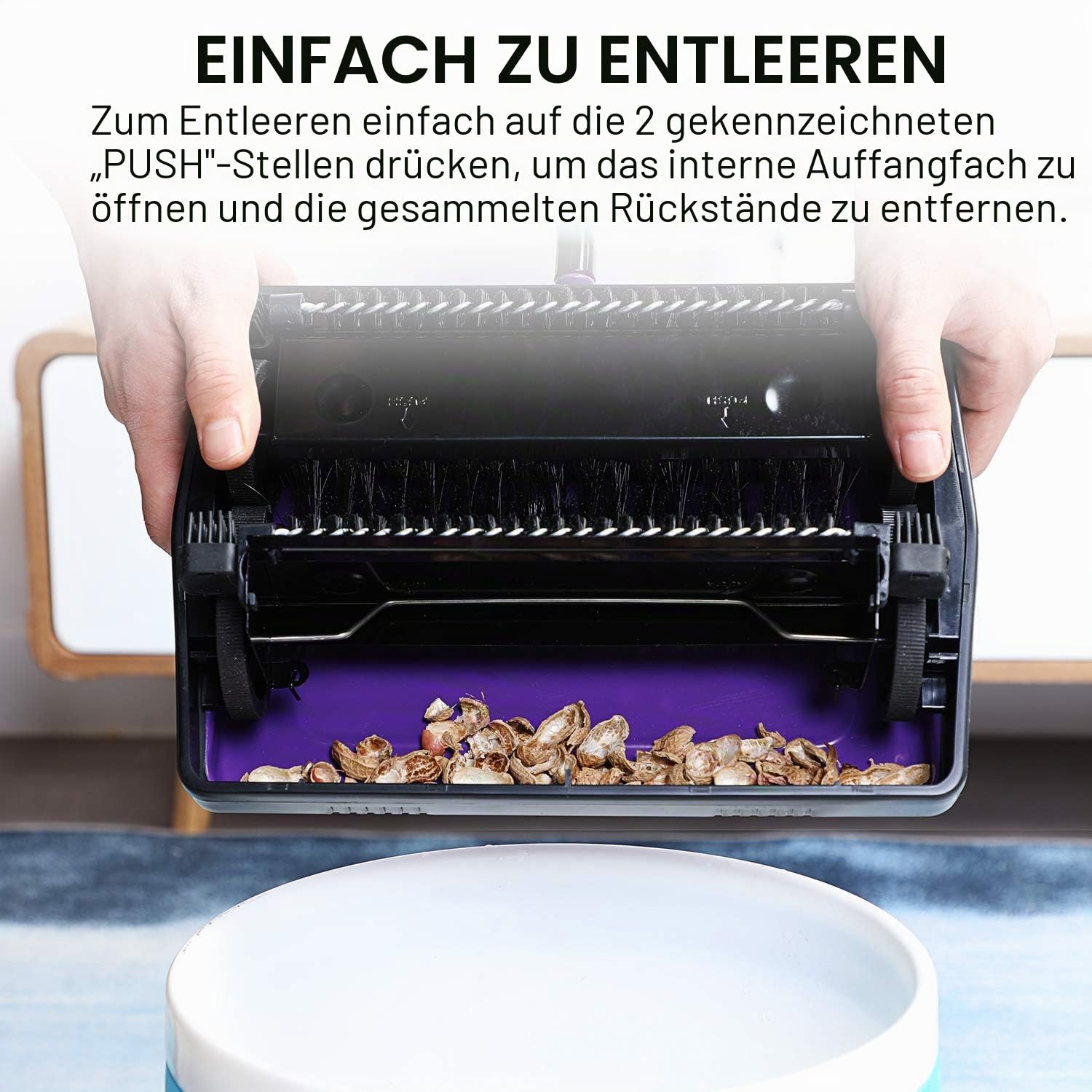 Yocada Teppichkehrer Reiniger für Home Office Niedrige Teppiche Teppiche Unterwolle Tierhaare Staubreste Papier Kleine Müllreinigung mit einer Bürste Lila