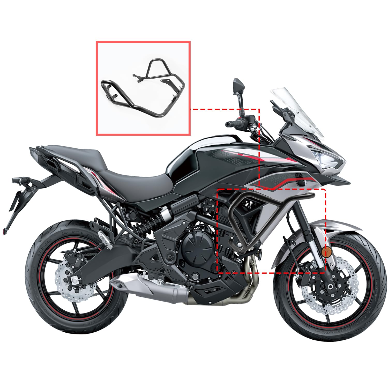 Barre Protection Moteur Kawasaki Versys 650 - Garde Cadre Noir Renforcé