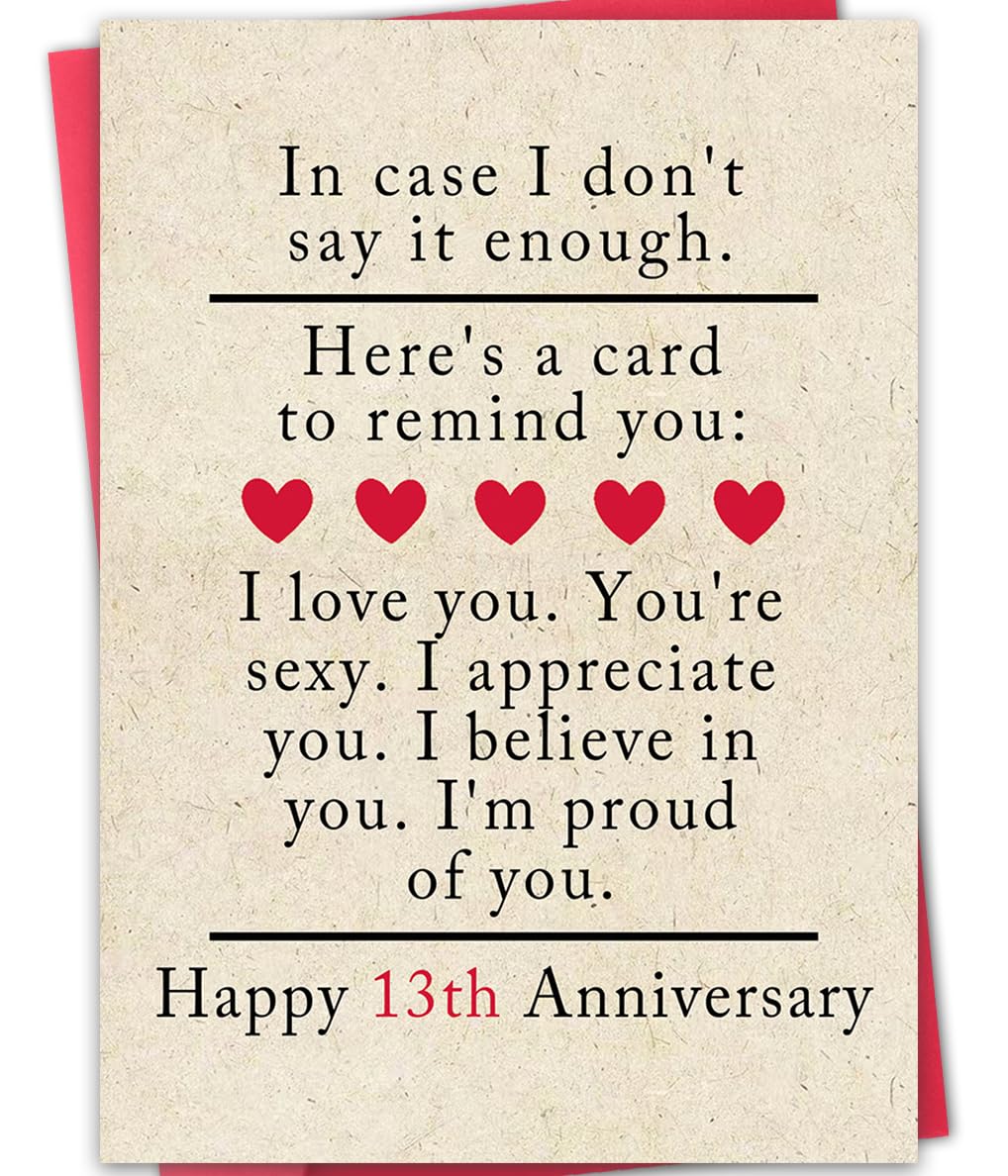 ATTLVV 13th Anniversary Card,13 year Wedding Anniversary Card Gifts for Him Her,Lace Anniversary Cards Decoration for Husband Wife