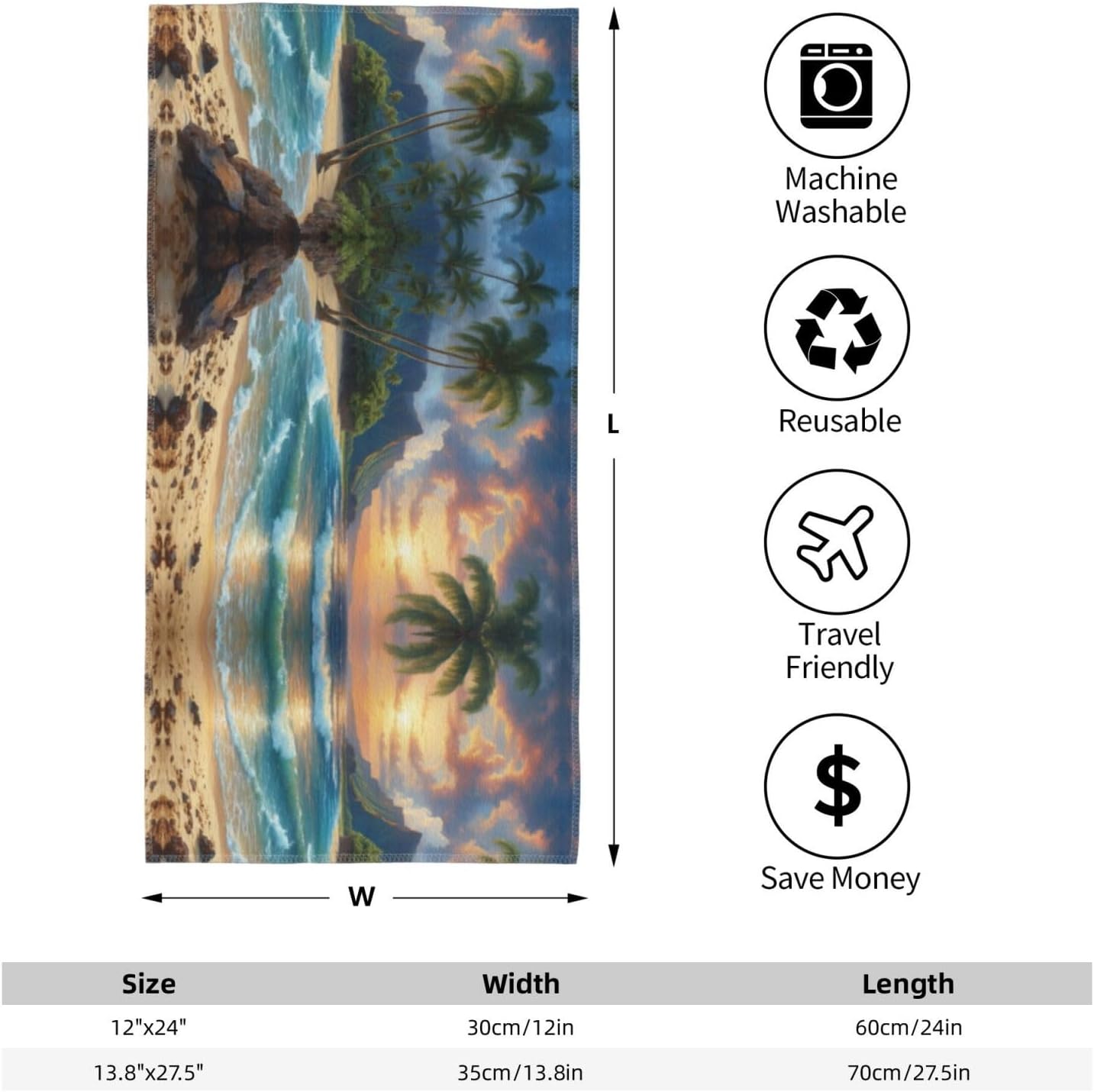 Palm Tree Over Blue Sea Ocean Print Hand Towels for Kitchen, Decorative Bathroom Towels Decor Farmhouse Cute for Men Women Gifts