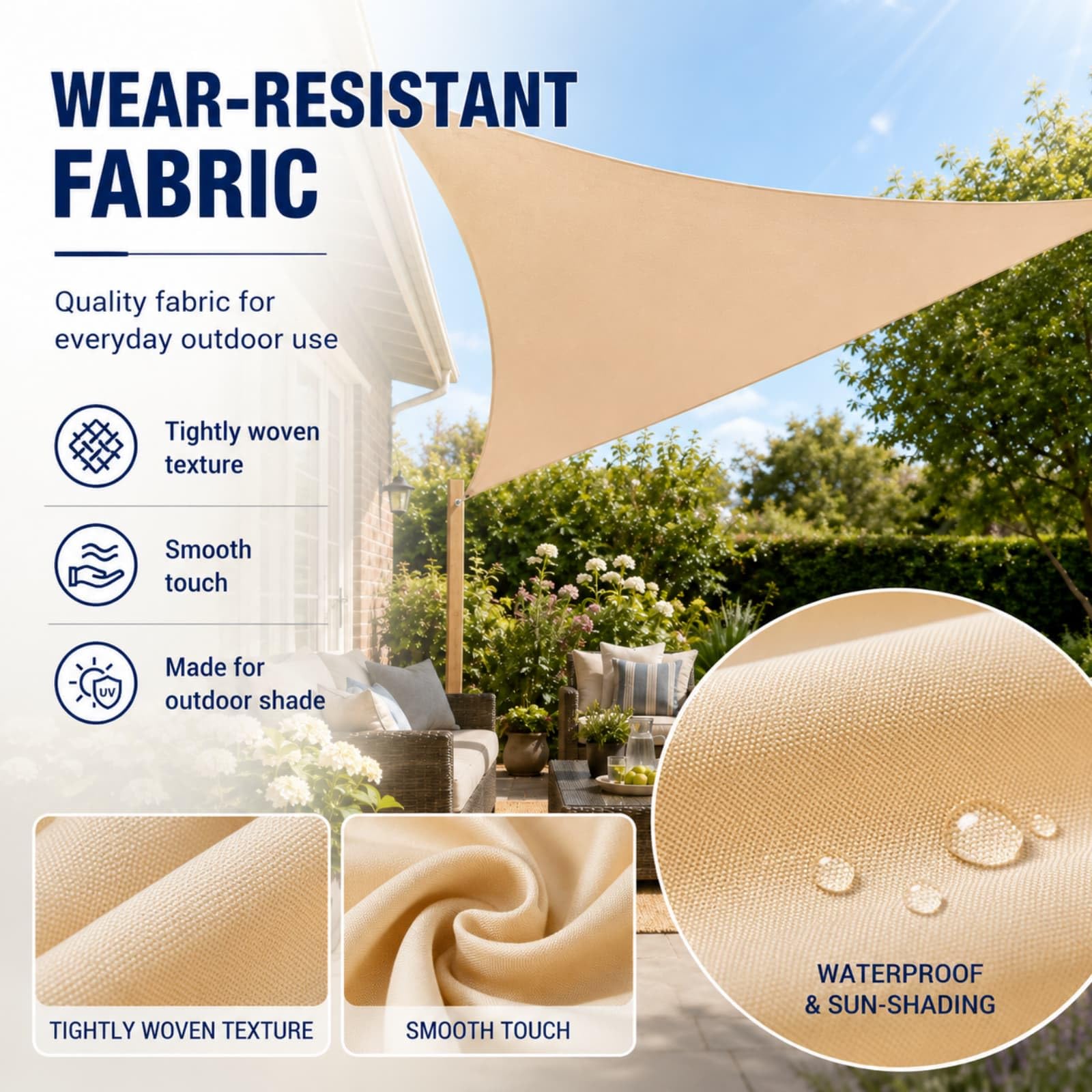 Hiseng Voile d'Ombrage Triangulaire Imperméable, Toile Ombrage Exterieur avec Oeillet & 3 Corde 95% de Protection UV Toile Solaire pour Terrasse Balcon Jardin Patio (Rouge Rouille,4x4x5.7m)