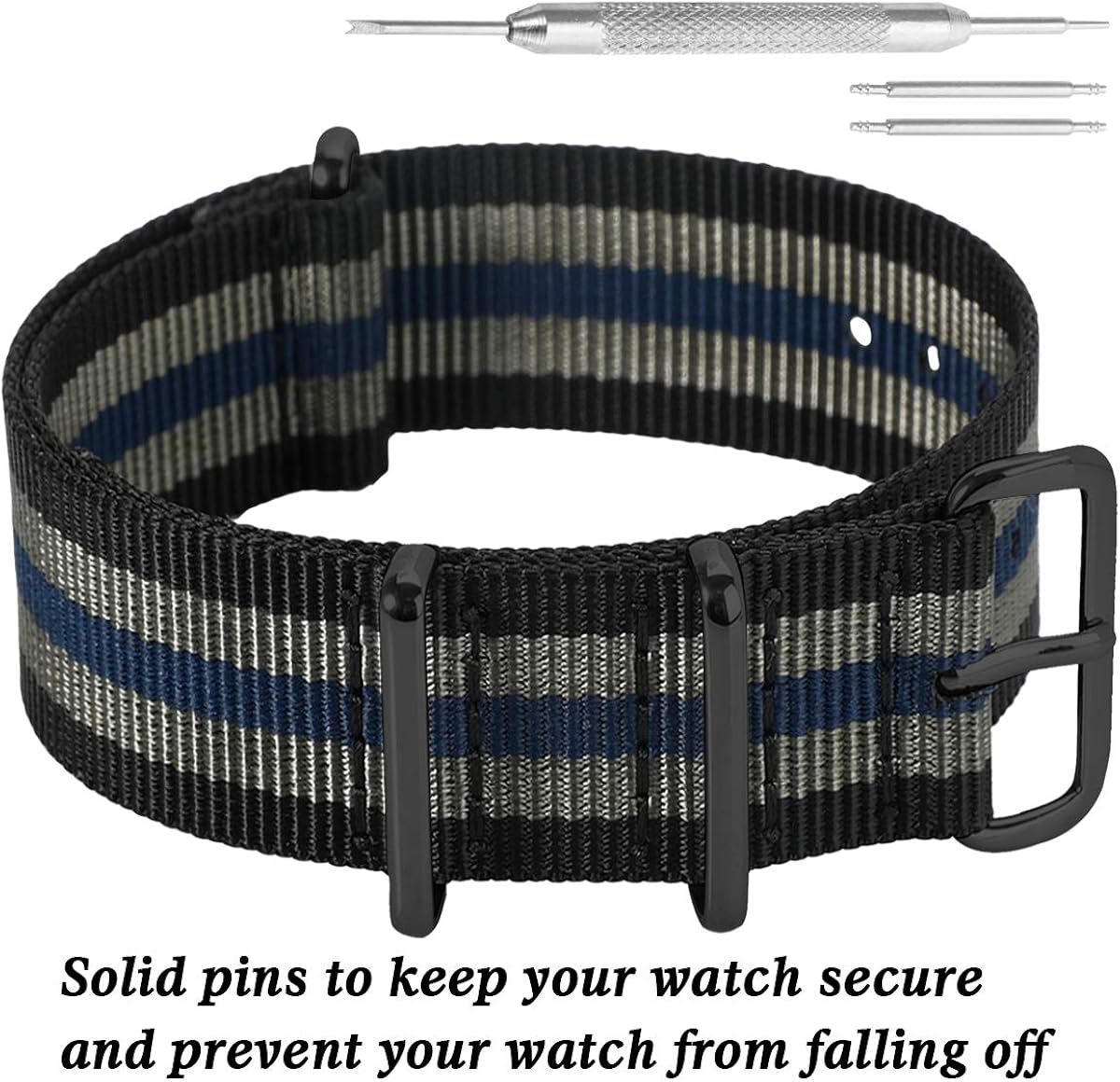 18-24mm Black Grey Red Blue Nylon Watch Band Strap Replacement Ballistic for Men Braided