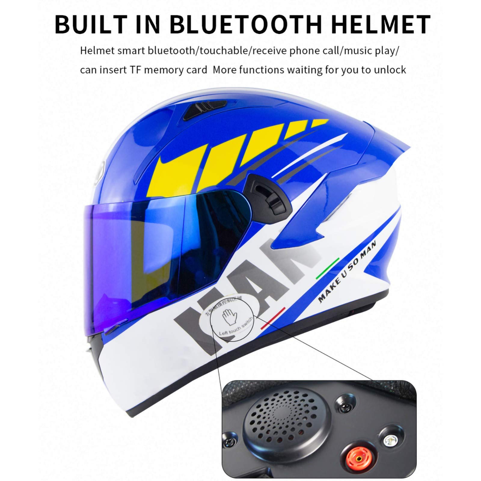 Cascos De Motocicleta Integrados Con Bluetooth Modular Abatible Hacia Arriba De Cara Completa Con Visores Dobles Cascos Para Montar Casco Bluetooth Integrado Con Tacto Inteligente D,XL