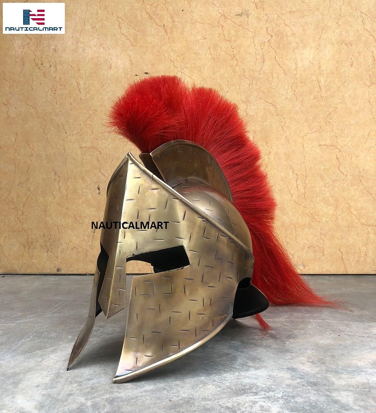 Nautical-Mart Muscle Armor Cuirass 300 Movie Spartan King Leonidas Medieval Roman Helmet Greek Halloween Costume (Only Spartan Helmet)