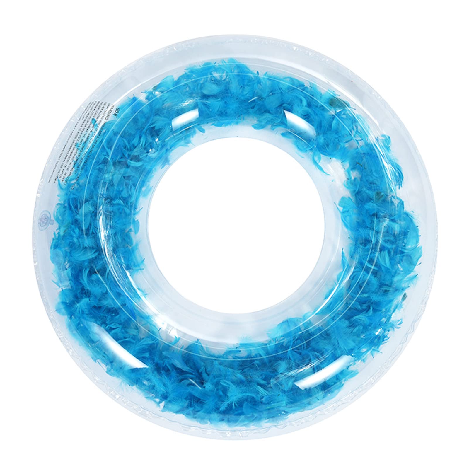 Wsedper Clear Ring Pool Float with Feather, Feather Swim Ring, Inflatable Swiming Rings Transparent Toys for Adults and Kids, Photo Shoot (Blue,35.4 inch)