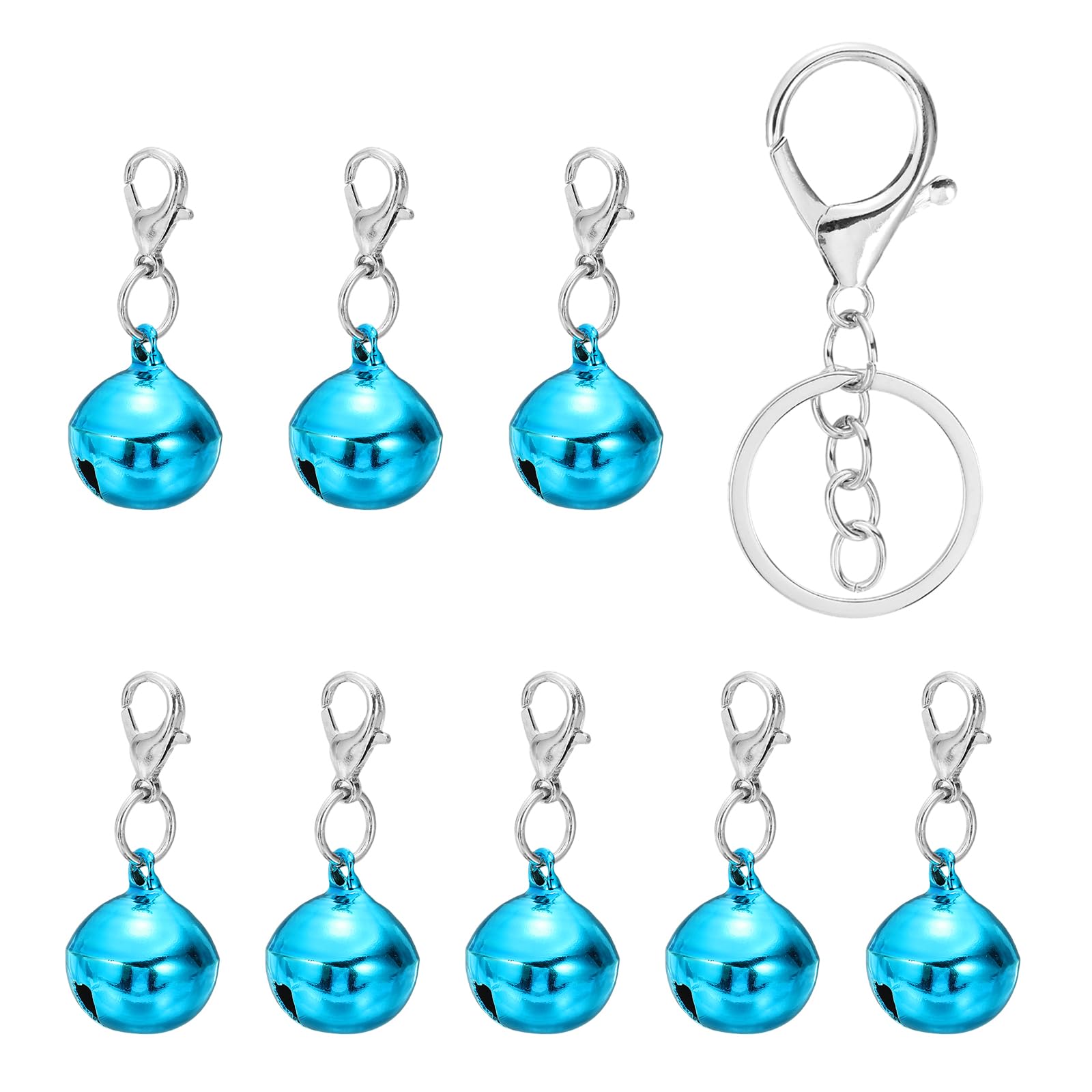 PATIKIL 8 PCS Dog Bell, Mini Cat Bell Small Pet Keychain Bells Cute Bulk Metal Loud Jingle for Dog Collar Charm Pendant Necklace DIY Crafts Christmas Tree Decorations, Blue