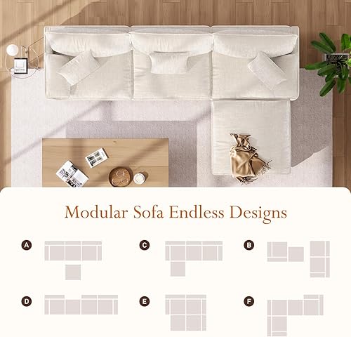 Miniatura 8 de Vesgantti Sofá Seccional Modular de 108", Cómodo Sofá Nube con Otomana Móvil de Chenilla y Asiento Profundo, Sofá Modular en Forma de L, Sofás