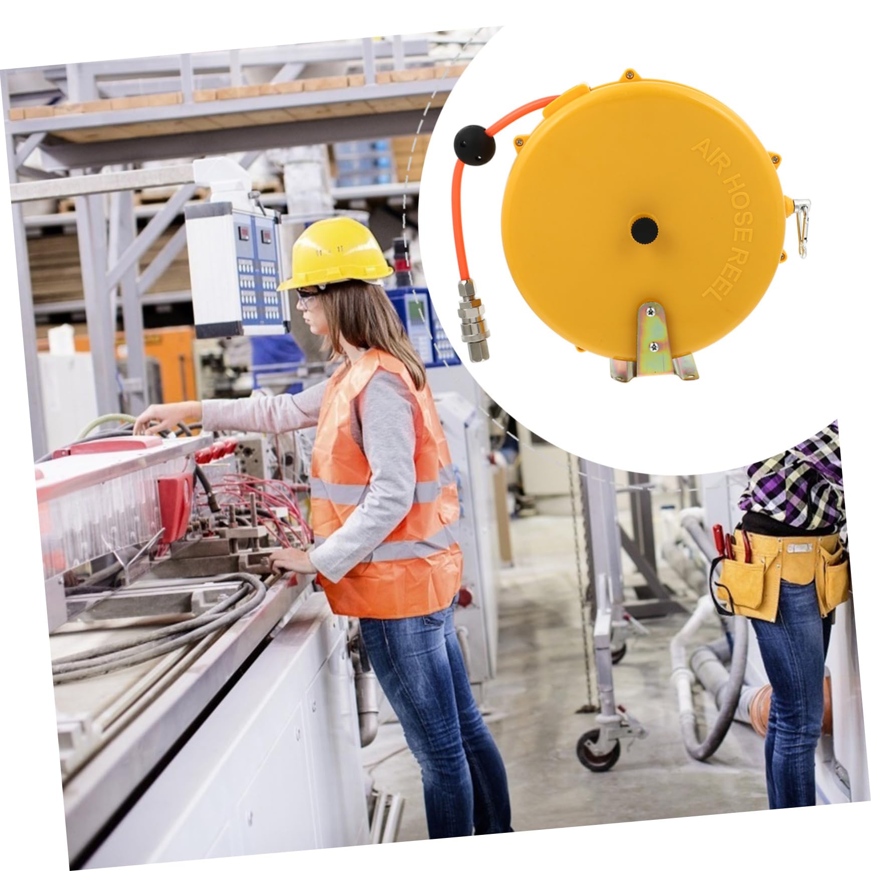 Mikikit Retractable Air Hose Reel 8m Length Aluminum for Pneumatic Tools Home Garden