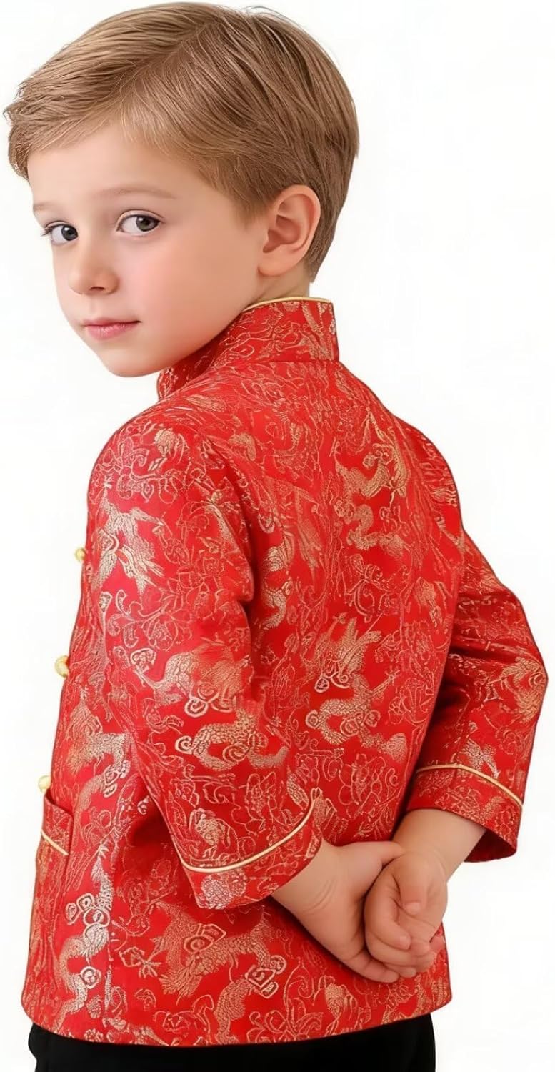Little Boys Dragon Tang Coat Long Sleeve Chinese Clothing Children Costumes Boy Jackets Outfit Tops - Image 2