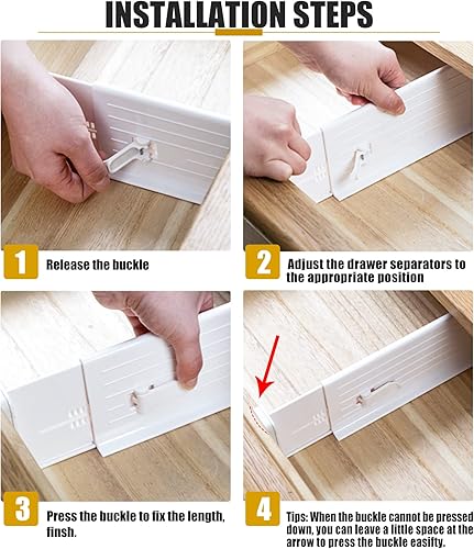 Miniatura 5 de Organizador de separadores de cajones, divisor de cajones de cocina, separadores de cajones ajustables para ropa, separadores de cajones,