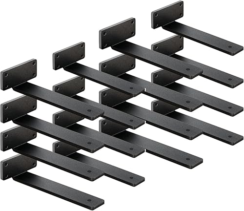 Paquete de 4 soportes de estante flotantes de 12 pulgadas, soporte de estante oculto de 15 pulgadas de grosor, soportes de metal de hierro para