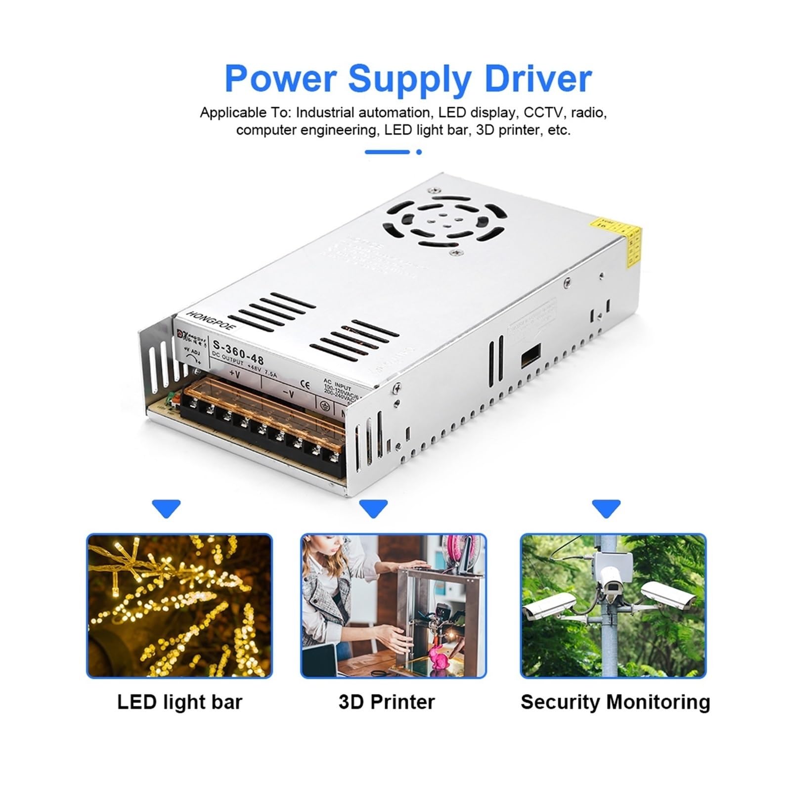 Zasilacz laboratoryjny, DC 12V 24V 36V 48V Zasilacz Impulsowy 220 Do 12 24 36 48 2A 10A 15A 20A 30A 40A 50A 60A Moc Transformatora(36V 10A 360W)
