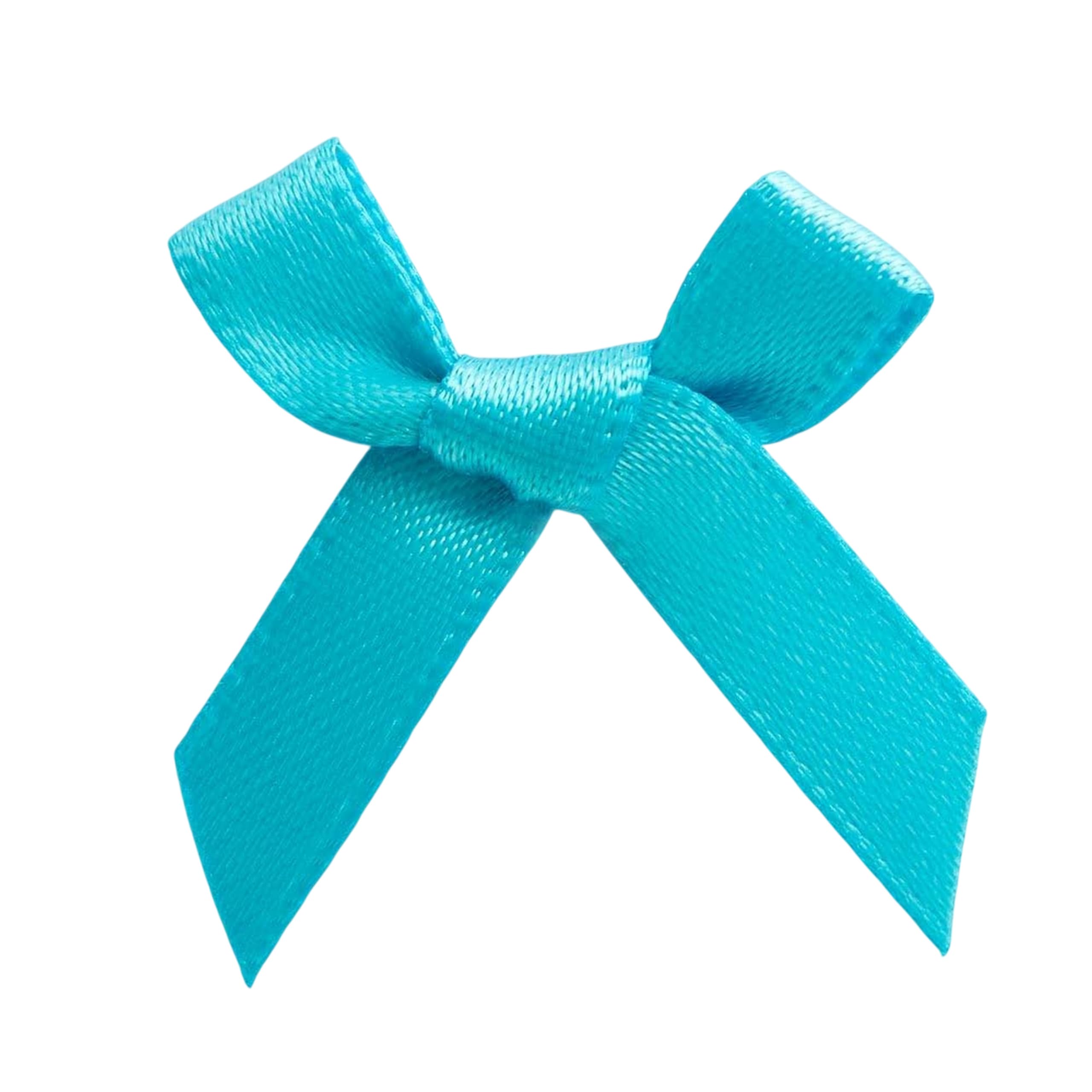 Italian Options Mini Satin Ribbon Bows, Small Bow Decorations for Crafts, Gifts, Hampers, Hair Bow, Wedding Stationery, Floristry, Christmas, Cakes, Crafting, Turquoise, 100 Pack, 3 cm