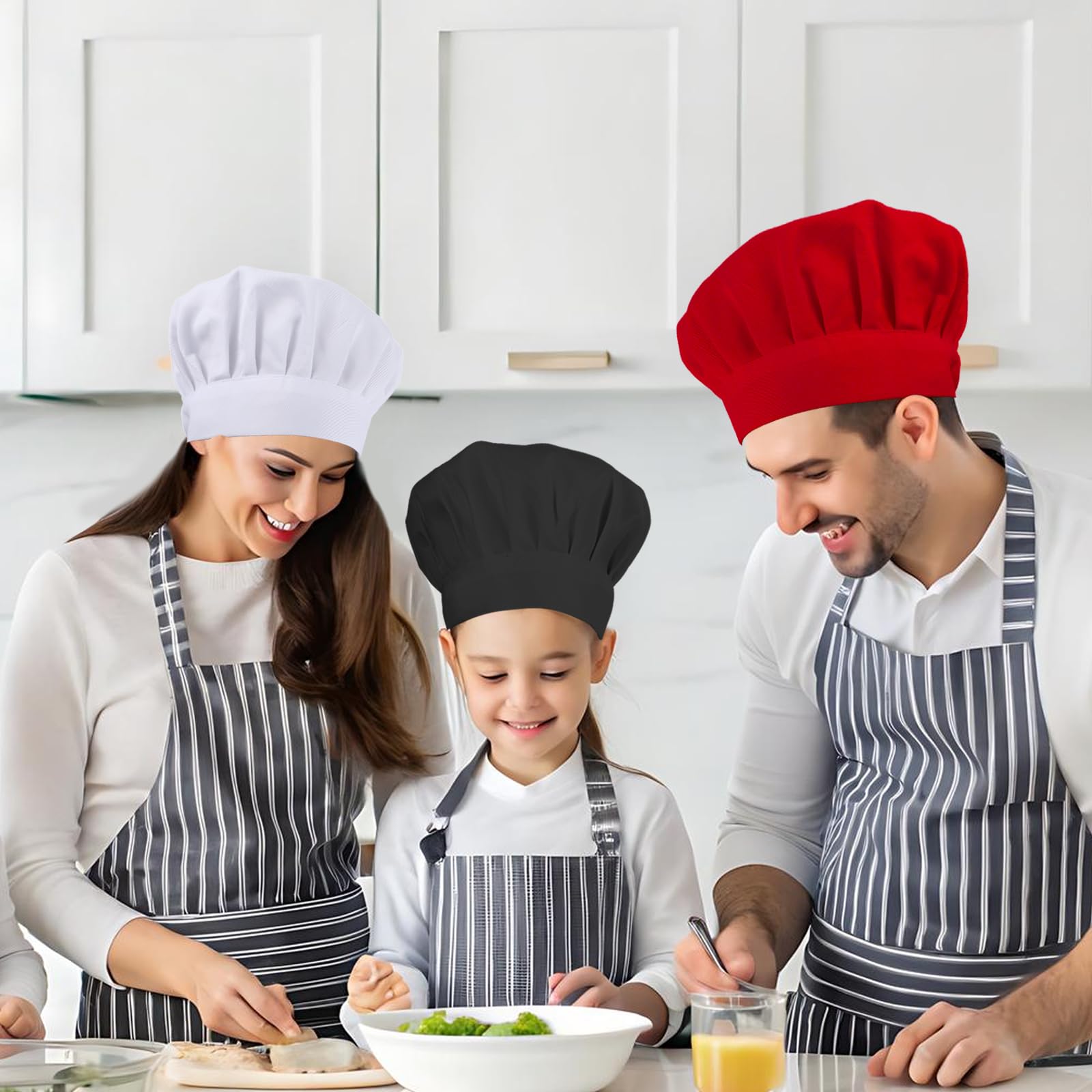 Teaaha 3 czapki kucharskie, uniseks, regulowana, dla dorosłych, mężczyzn i kobiet, do restauracji, gotowania, grilla, pieczenia, mundurek kuchenny (czarny, biały, burgundowy)