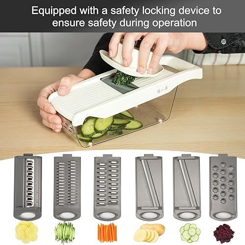 Miniatura 3 de ZHANG XIAO QUAN - Cortador de mandolina seguro 6 en 1 para cocina, rallador de queso, espiralizador de verduras y rebanador de verduras para cocinar