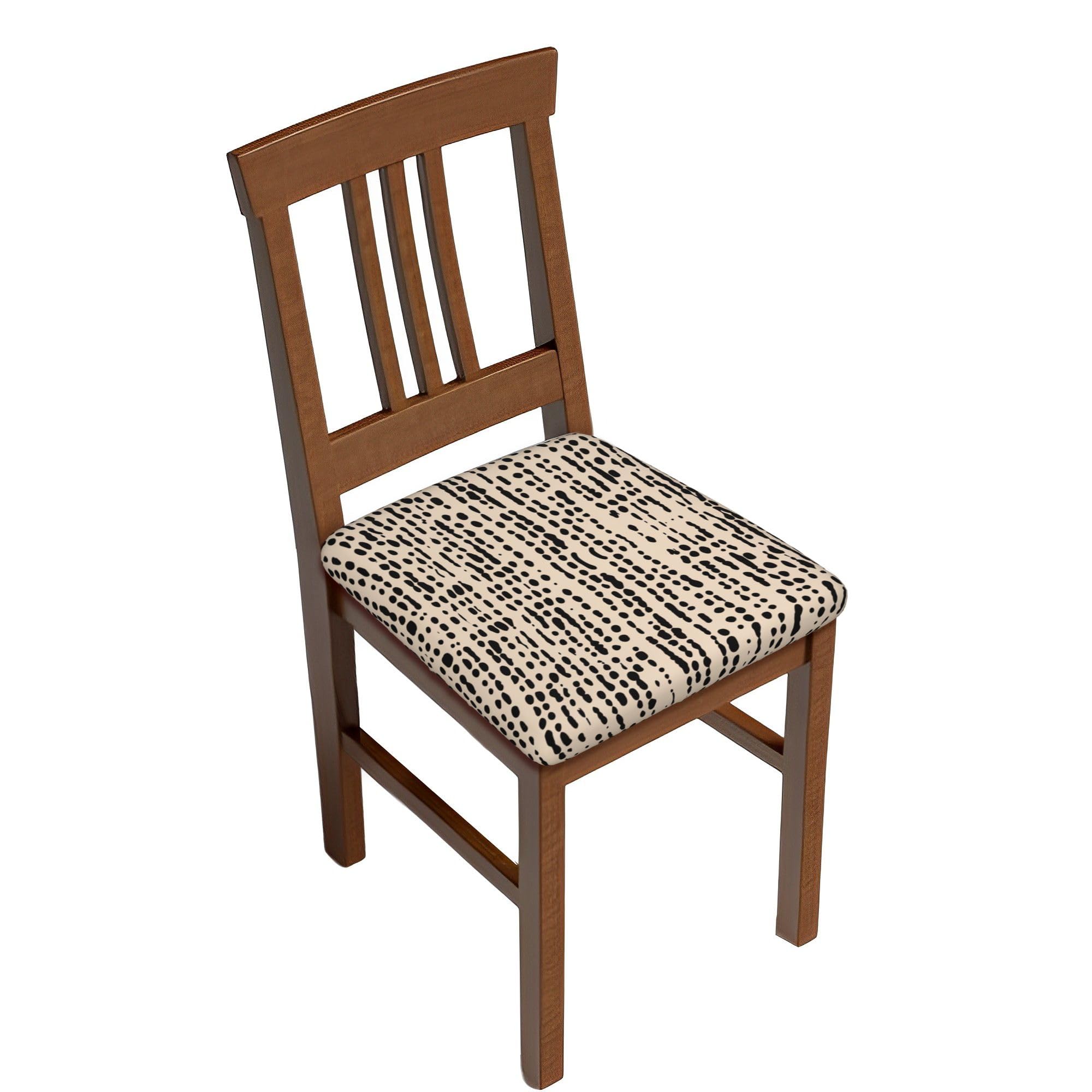Dining Chair Seat Covers Set of 6, Dotted Ink Stripes Print Chair Seat Protector Cushion Slipcovers Breathable Seat Covers for Kitchen Chairs Chair Seat Covers Protectors for Kitchen Office