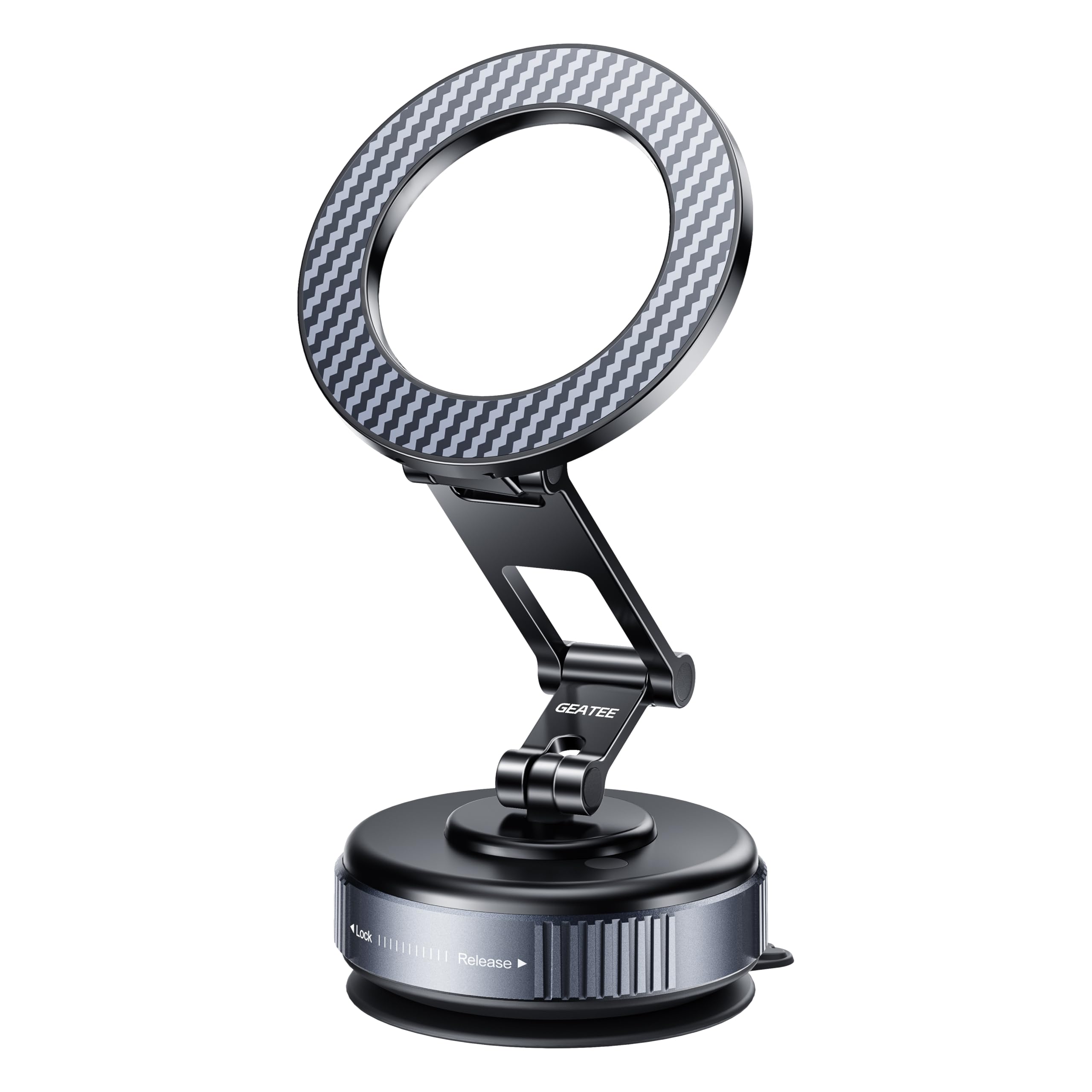 Photo 1 of Compatible MagSafe Car Mount - GEATEE Vacuum Magnetic Phone Holder for Car, 360° Adjustable Foldable Car Dash Mount, Reinforced 110+LBS Suction Phone Mount for iPhone 17/16/15/14/13/12&Android, Carbon