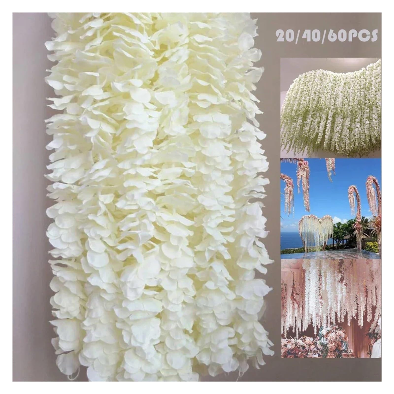 Artificial Garland Künstliche Glyzinien Blumen Hängen Garland Vine Rattan Gefälschte Blume String Seide Hause Garten Hochzeit Dekoration(Purple,40PCS)