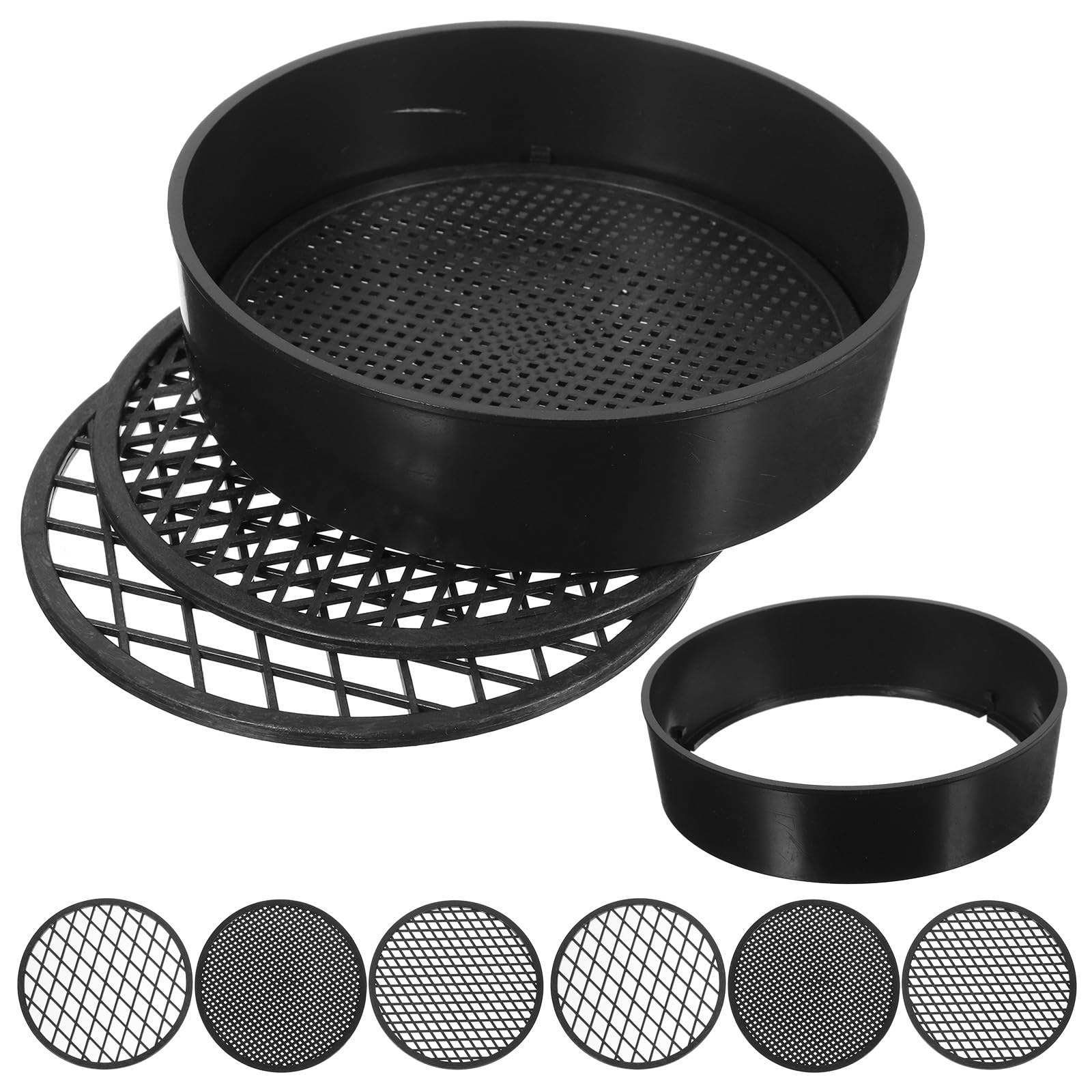 Luxshiny 3 Sets Plastic Soil Sifters with Mesh Sifting Pans Manual Garden Soil Sieve Tool Kit Sturdy Plastic Sifting Pans with Replaceable Mesh