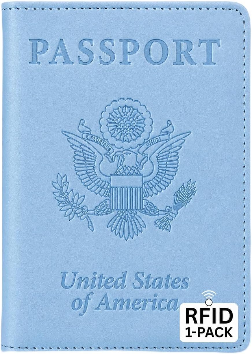 Ciana RFID Passport Holder for Travel – PU Leather Passport Cover and Card Holder for Men & Women – Slim Passport Holder with Card Protector Slot, Travel Must Haves (Pink - Lime Green)