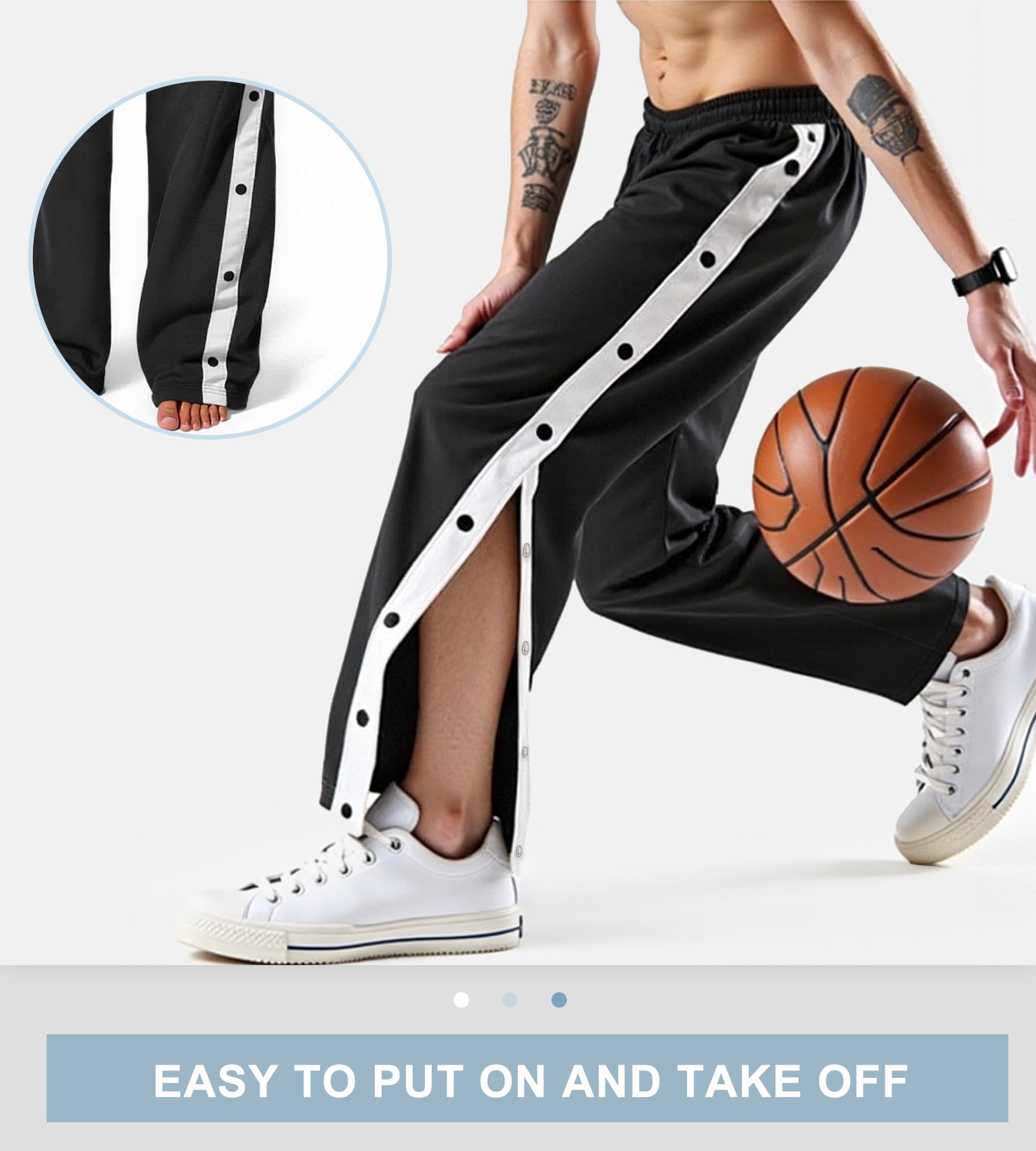 Pantalon de Jogging pour Homme Pantalon de rééducation Ouverture Latérale Pantalon de Survêtement avec Boutons Pression Baggy Pantalons de Sport Postopératoire Fitness Jogging