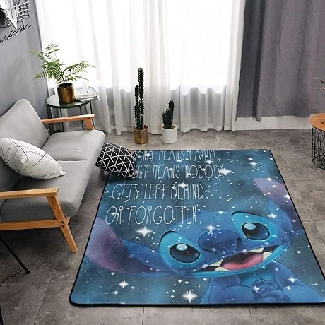 Stitch Rugs For Girls Bedroom Theme Cute Cartoon Blue Animals Rug for Kids