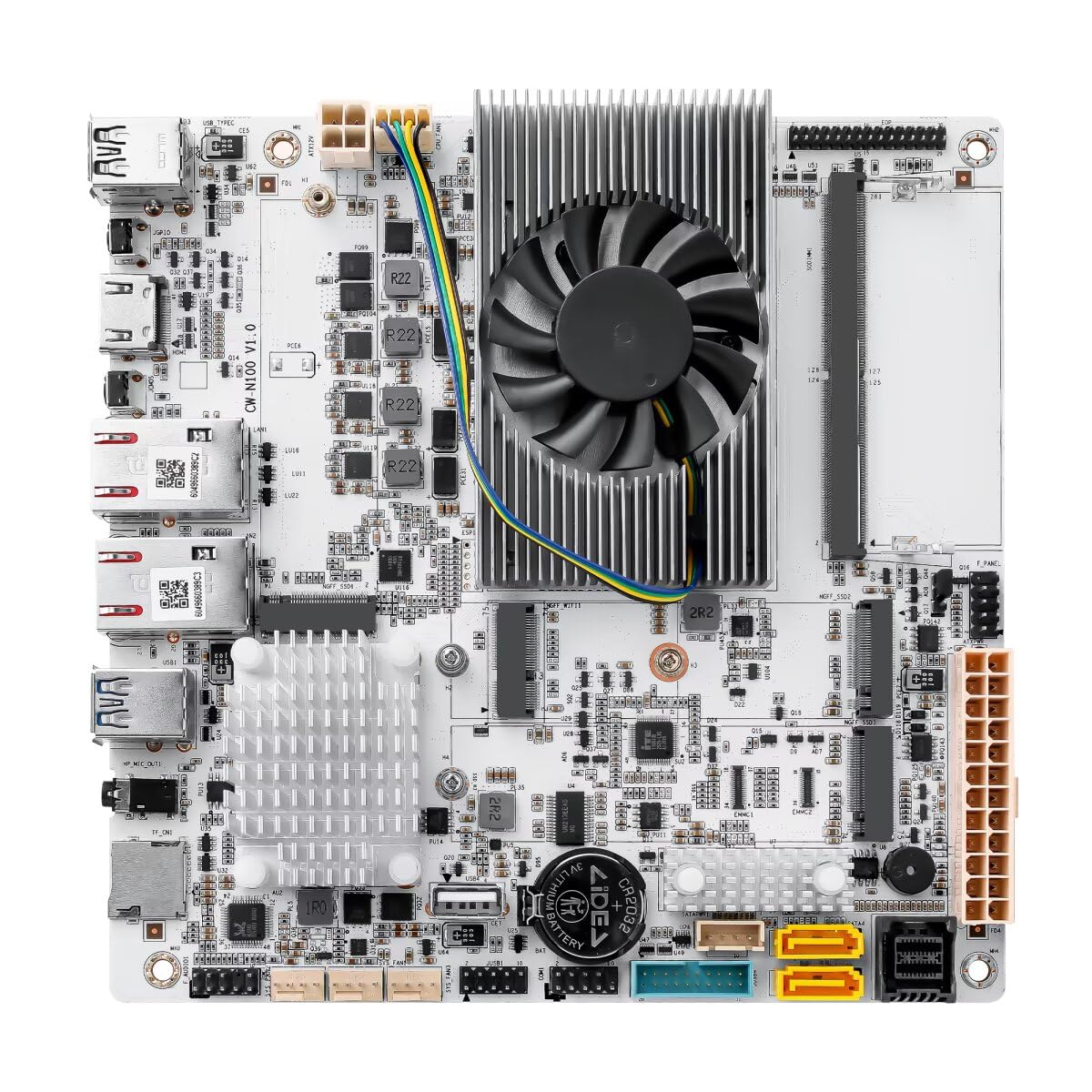 NAS Motherboard N150 6 Bay, Dual RJ45 10GBE LAN, Mini-ITX Mainboard, 3 x M.2 NVMe Mini Computer Board, DDR5 Barebone, Low Power Home Server Board, HD2.0