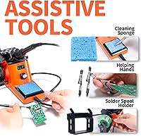 Vista 5 de YIHUA 926 III - Kit de estación de hierro de soldar con pantalla LED de 60W, 2 manos auxiliares, 6 puntas de hierro adicionales, rollo de soldadura