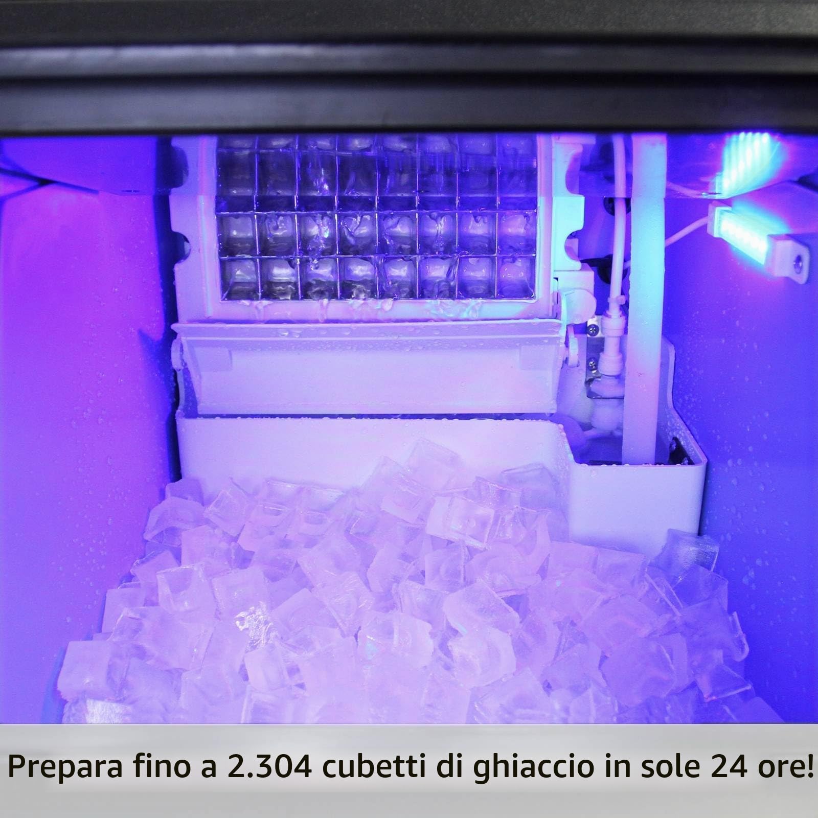 Macchina per Cubetti di Ghiaccio Commerciale Produttività 40kg/24h, Macchina di Cubetti di Ghiaccio da Cucina Commerciale Schermo LED in Acciaio Inox, Macchina Ghiaccio per Ristorante Bar Cucina