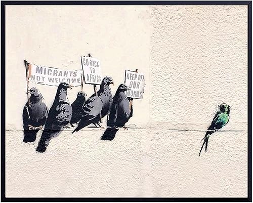 Miniatura 1 de Banksy - Póster de Banksy - Póster de Banksy - Arte de pared de grafiti de 8 x 10 pulgadas, decoración del hogar sobre discriminación inmigratoria,