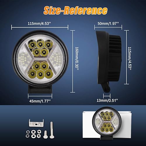 Miniatura 5 de 2 cápsulas LED redondas de conducción con luz DRL ámbar, 117 W, 12000 lúmenes, combo de haz de luz de trabajo todoterreno para camiones, SUV,