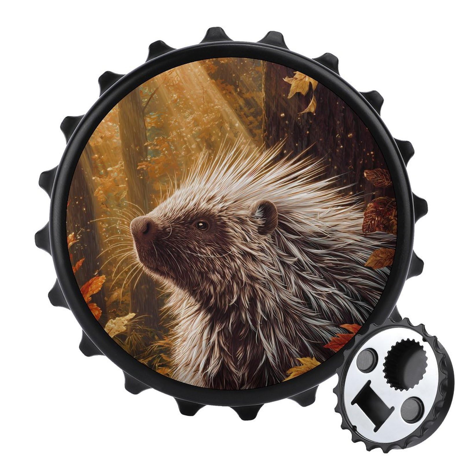 Porcupine s Autumn Leaves Magnetic Bottle Opener Refrigerator Magnet Fridge Magnets Kitchen Supplies