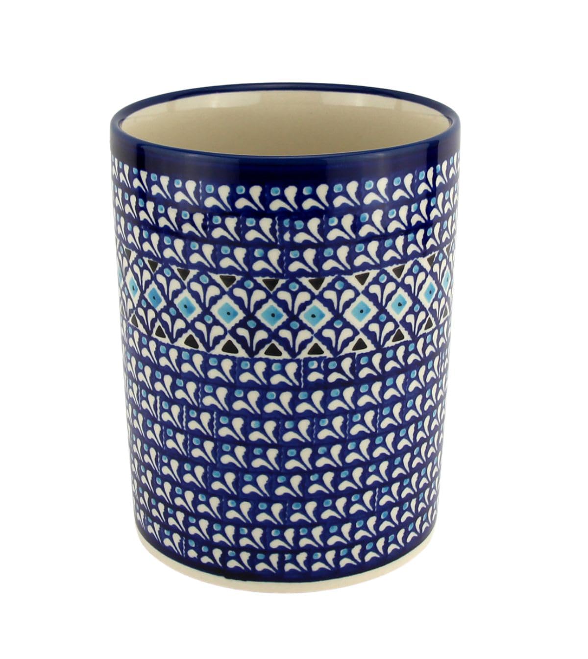 Polish Pottery Market Utensil Holder From Zaklady Ceramiczne Boleslawiec #832-217a Pattern, High: 7