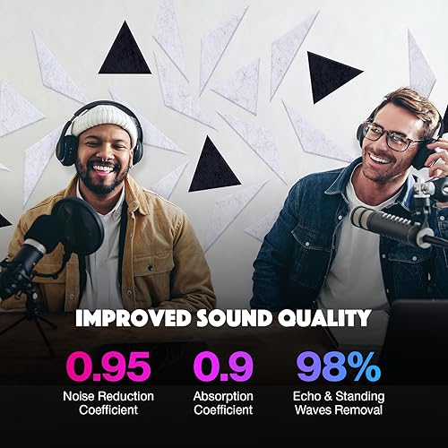 Miniatura 3 de Paquete de 18 paneles acústicos autoadhesivos, paneles absorbentes de sonido de 12 x 12 x 0.4 pulgadas, paneles cuadrados de alta densidad a prueba