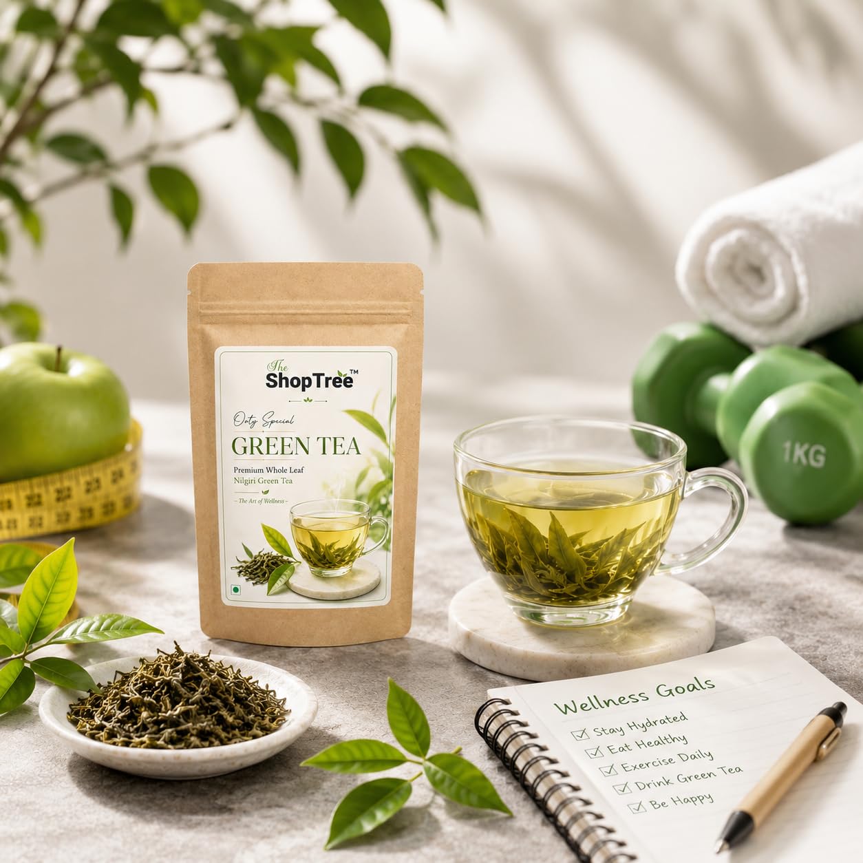 The ShopTree Nilgiri Green Tea Loose Leaf 100g | Premium Long Leaf | Whole Leaf Antioxidant Tea, Hand-Picked from Ooty Hills, No Preservatives — Amazon image 5
