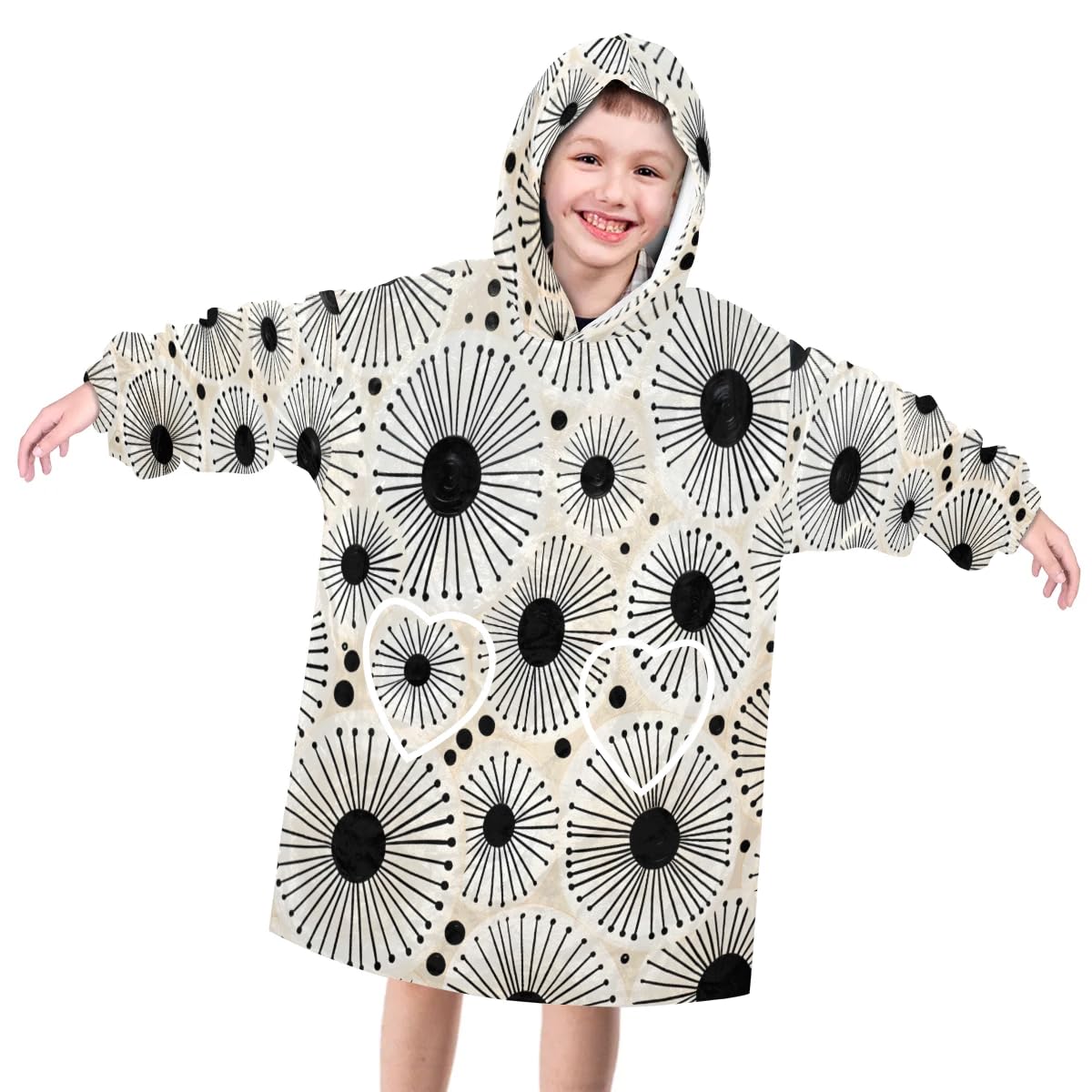 Wearable Blanket Hoodie for Kids, Heroic Aztec Fleece Sweatshirt Blanket Oversized Blanket Sweatshirt with Pocket Flannel Warm Hooded Blanket 6-10 Year Old Girl Boy Gift, One Size