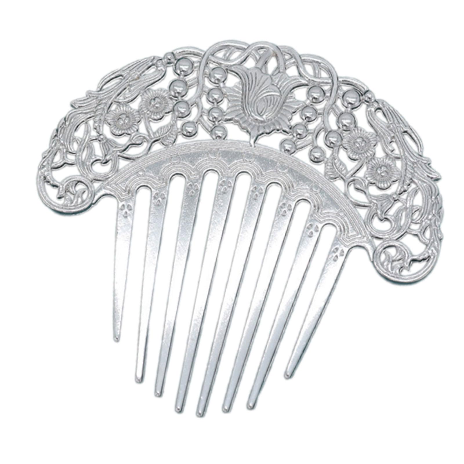 YUXITA Decorative Comb Shaped Hairpin Elegant Chinese Hair Stick For Women With Carvings Accent Metal Hair Accessory