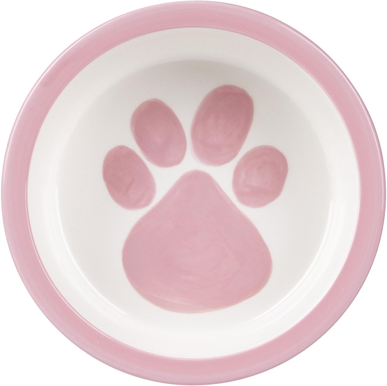 Paw Ceramic Dog Bowl - Pink - Medium