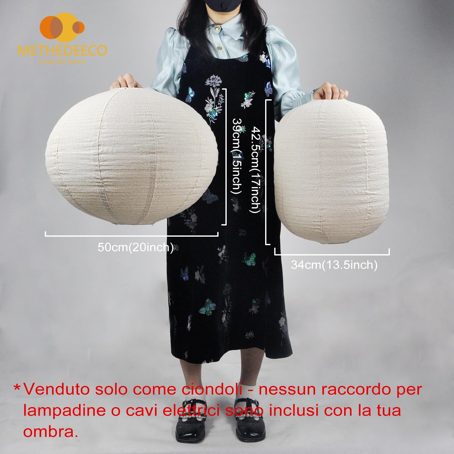 Set Di 2 Paralumi In Lino Naturale Ovale E Cilindrico - Per Lampadari Soggiorno, Camera Da Letto, Hotel - 4