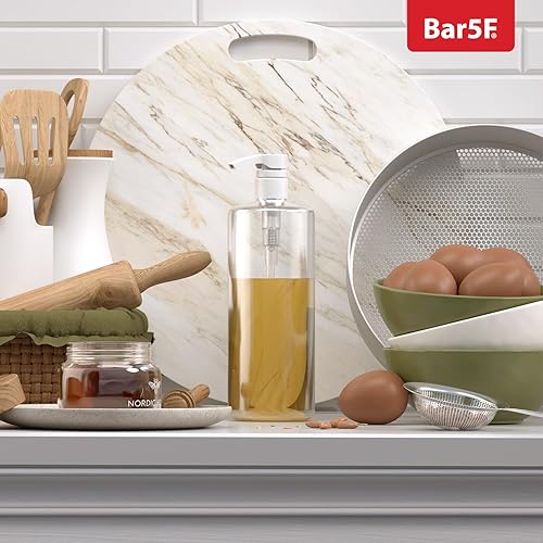 Miniatura 14 de Bar5F Botella de bomba de 32 onzas de 1 litro vacía para champú, acondicionador, loción de lavado corporal, sin BPA, transparente (paquete de 1)