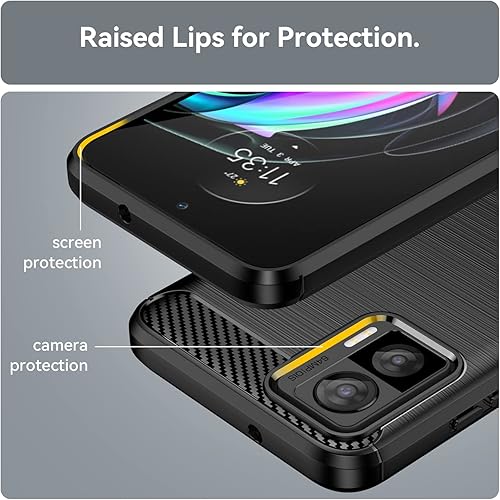 Miniatura 5 de Funda delgada para Motorola Edge 30 Neo, diseño de moda de fibra de carbono suave con grado militar a prueba de golpes y protección de lente de